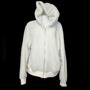 Blank NYC Faux fur fuzzy Hooded teddy bear bomber full zip jacket size M